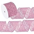 thumbnail image 1 of Glitters Mesh Ribbon, 2.5"x 10Yards Sparkling Glitters Yarn Ribbon Polyester Mesh Ribbon Rolls for Garlands(Pink), 1 of 7