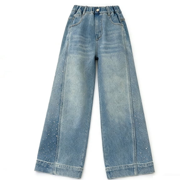 Glitterside Denim Jeans For Girls Featuring Sparkling Side Detailing And Flared Straight Leg Cut
