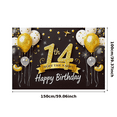 thumbnail image 1 of Glittery 14th Birthday Banner with Gold Elements Background Happy Birthday Party Supplies Photography Props Backdrop Decors, 1 of 7