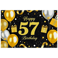 thumbnail image 1 of Glittery 57th Birthday Banner with Balloons Gift Boxes and Ribbons Background Backdrop Party Decoration Supplies for Birthday Party Photography Props Happy Birthday Celebrations, 1 of 7