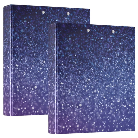 Glittery Background in Purple and Blue Round Ring Binder 3 Rings 1.5" Capacity File Storage for A4 Size 2 Pack