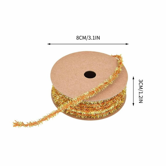 Glittery Christmas Ribbon Wired Edge Gift Wrapping Decorations for Tree Garlands Party Holiday Craft Floral Arrangements Wedding Bows Decorative Fringe Trim