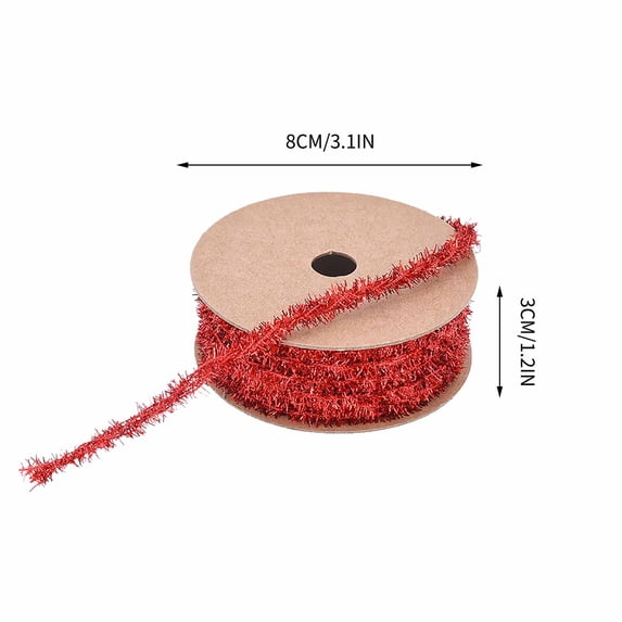 Glittery Christmas Tree Ribbon Garland – Wired Fringe Yarn for Gift Wrapping, Wreaths & Holiday Decor