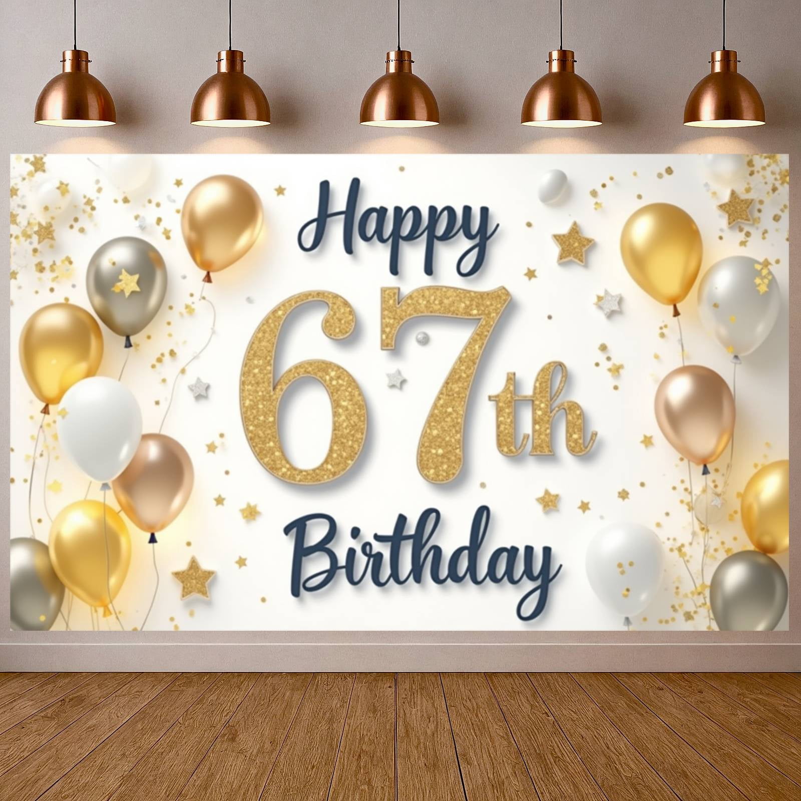 Glittery Design Happy 67th Birthday Banner Gold Number 67th Birthday ...