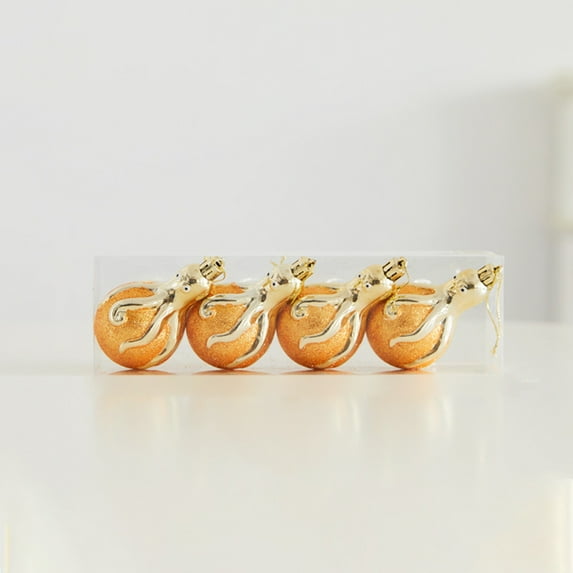 Glittery Gold Glass Coral Christmas Ornaments, Set of 4