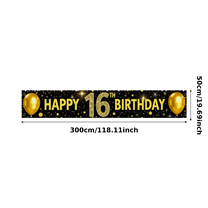 Glittery Gold Happy 16th Birthday Banner Backdrop Background Party Supplies Photography Props for Birthday Celebrations Party Decorations Photo Booth Decor