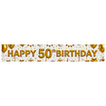 thumbnail image 1 of Glittery Gold Happy 50th Birthday Banner Background Party Decoration Photo Backdrop for Birthday Party Celebrations Photography Props Supplies, 1 of 7