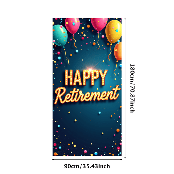 Glittery Golden Star Decorated Happy Retirement Banner Backdrop Party Supplies for Retirement Celebrations Photography Props Decors Event Decorations