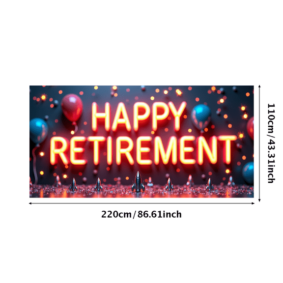 Glittery Golden Star Decorated Happy Retirement Banner Backdrop Party Supplies for Retirement Celebrations Photography Props Decors Event Decorations