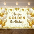 thumbnail image 1 of Glittery Happy Golden Birthday Banner Star-themed Golden Birthday Banner Balloon Decorated Dripping Design Celebration Banner for Birthday Party Anniversary Celebration Indoor Decoration, 1 of 9