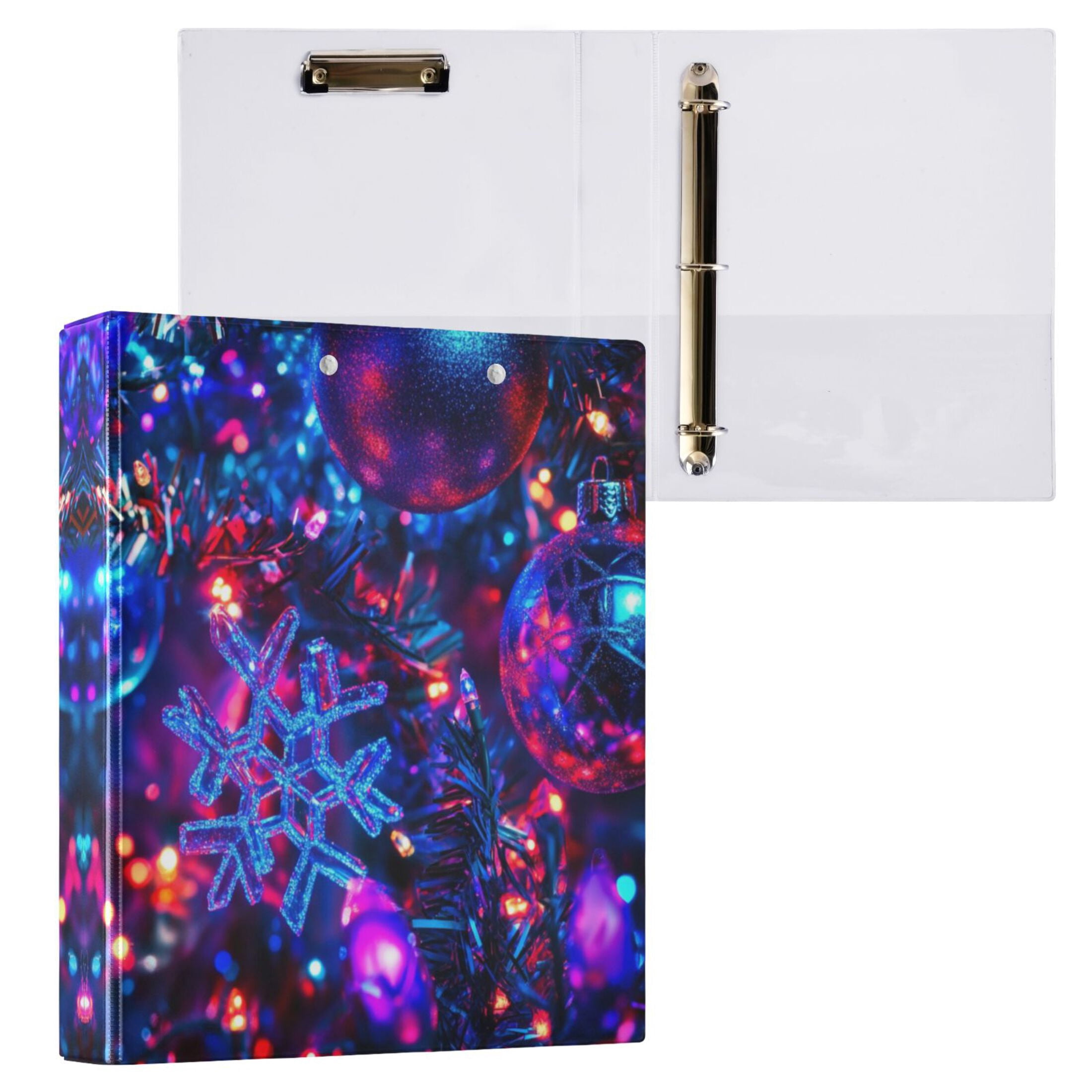 Mini Folder With Rings Glittery Ornaments 3 Ring Hardcover Binders 1.5in Round Rings for ...
