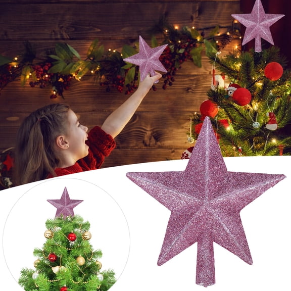 Glittery Pink Star Christmas Tree Topper, Festive Decor for Topping Christmas Trees and Holiday Season Celebrations - Pink