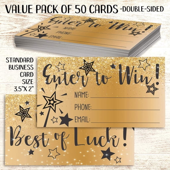 Glittery Raffle Cards Enter to Win! (No Messy Real Glitter) - Set of 50 Blank Raffle Stationery - Great for Fund Raisers, Fairs, Carnivals