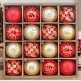 thumbnail image 1 of Glittery Red and Gold Christmas Ornament Bauble Set, Elegant 16 Piece Bundle, 1 of 8