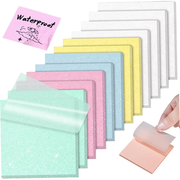 Glittery Sticky Notes, Glitter Transparent Sticky Notes , Glittery Post It Notes