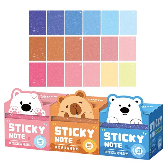 Glittery Sticky Notes, Transparent Glitter Sticky Notes, Sparkle Sticky Notes