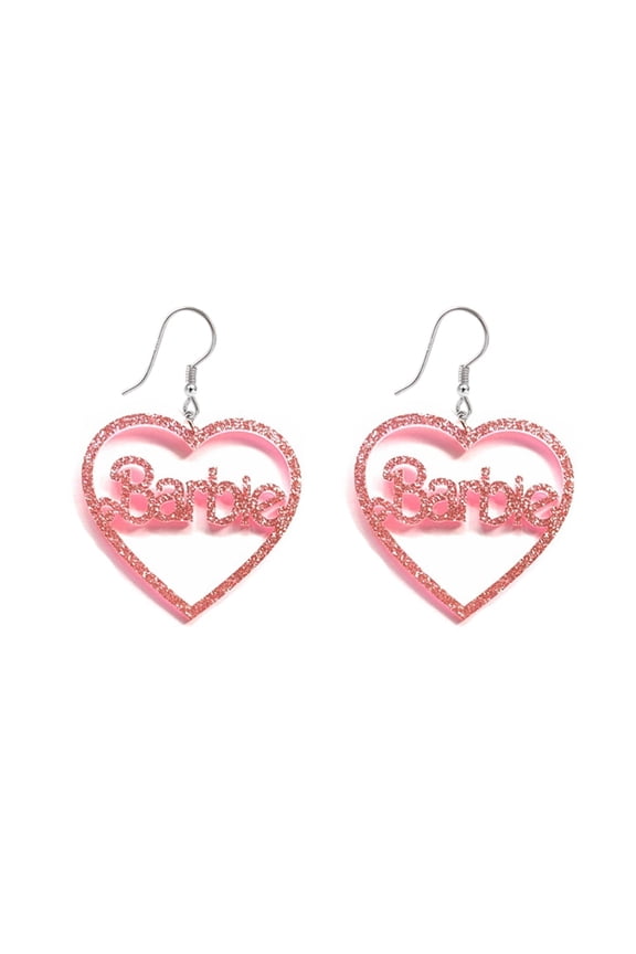Glittle Love Heart Dangle Hook Earrings for Women Acrylic Barble Hearts Charms Drop Huggie Hoop Earring