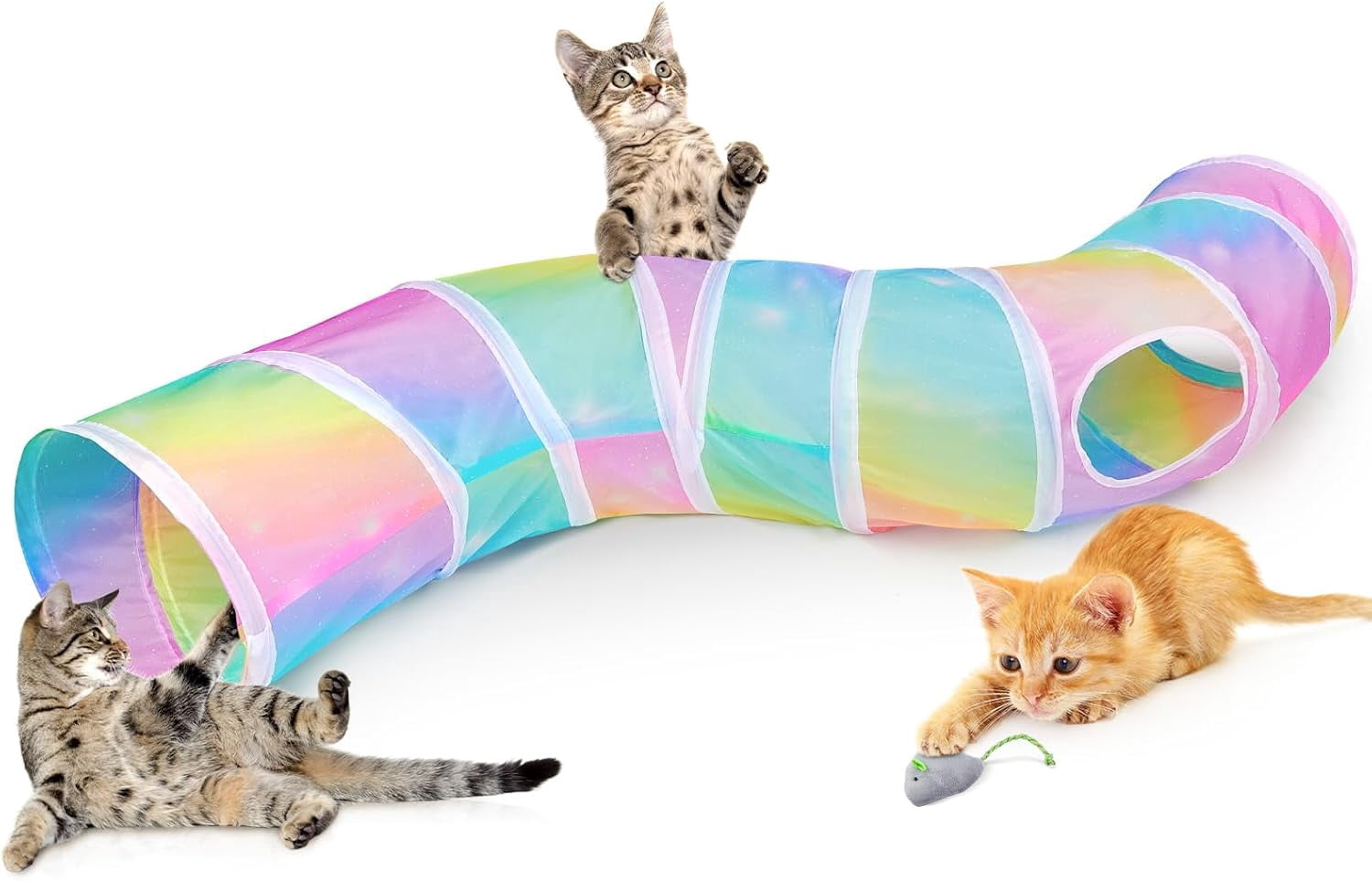 View of Glittme Cat Tunnel, Cat Tunnels for Indoor Cats, S-Shape Cats Cave with ...