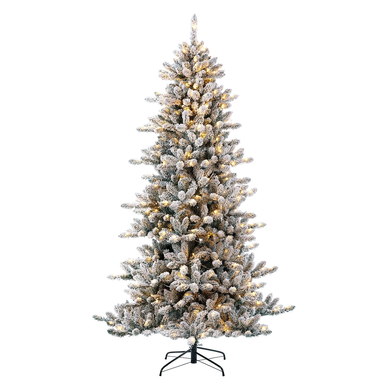 7.5ft Snow Flocked Fir Christmas Tree with Warm White Lights
