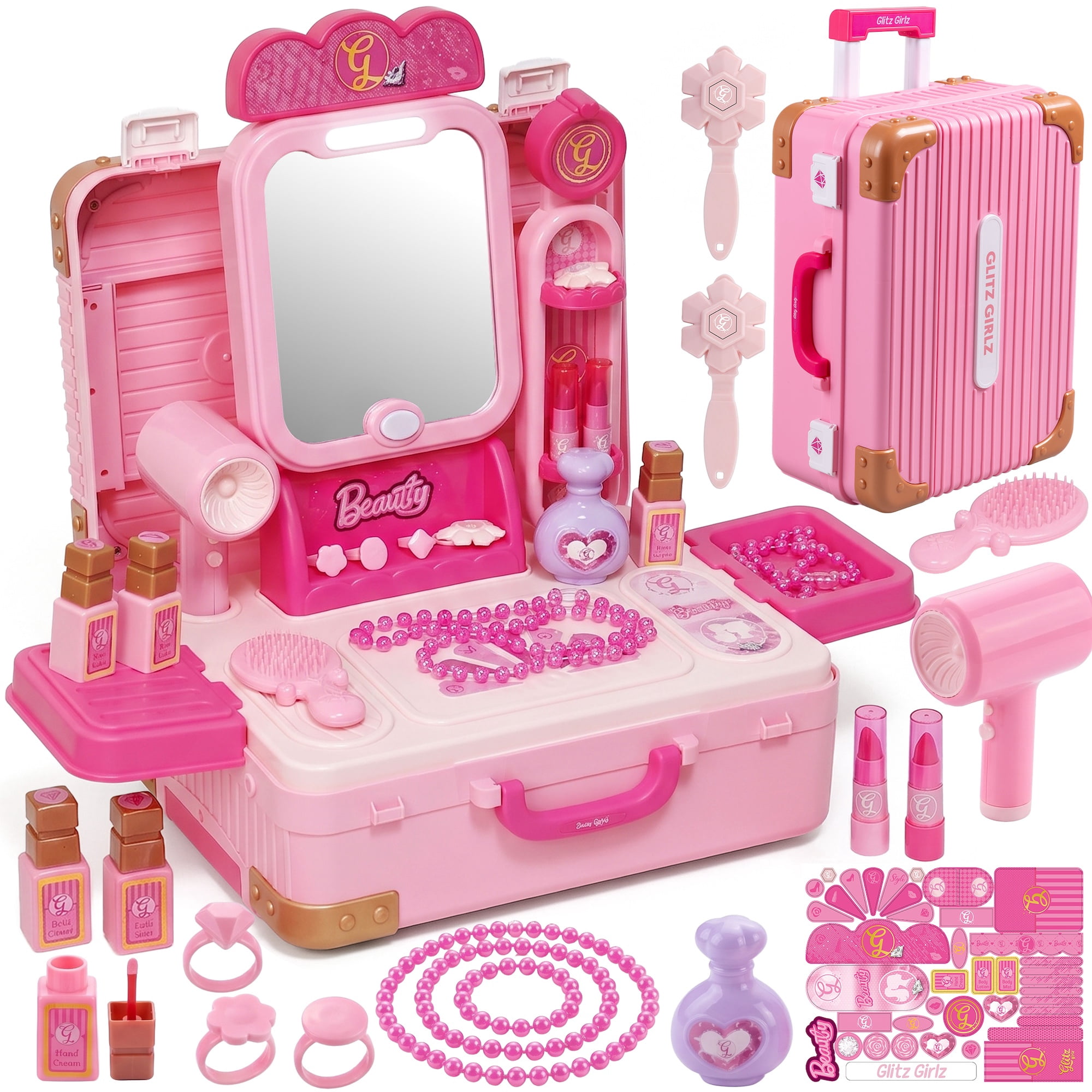GLITZ GIRLS Glam Suitcase Studio Makeup Role Play Set with Light