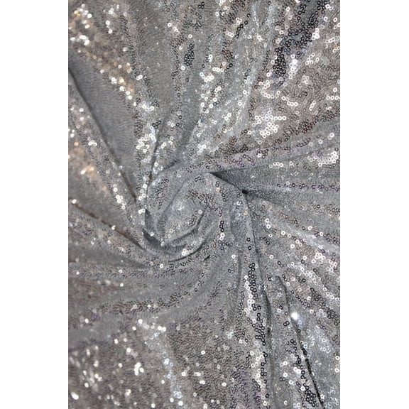 Glitz Sequins on Mesh, Non-Stretch, Sells by the Yard from Sal Tex Fabrics, Silver