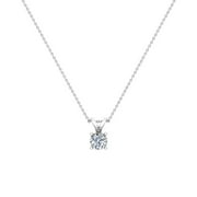 Glitz design 14 karat white gold 1/6 carat diamond solitaire necklace, 18 inches for women
