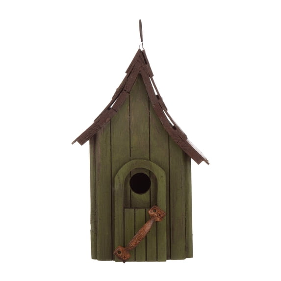 Glitzhome 11.75"H Wooden Hand Painted Distressed Birdhouse Multi-Color
