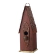 thumbnail image 1 of Glitzhome  13"H Retro Wooden Distressed Garden Birdhouse - 4.5"L x 4.25"W x 13.25"H Brick-Red, 1 of 5