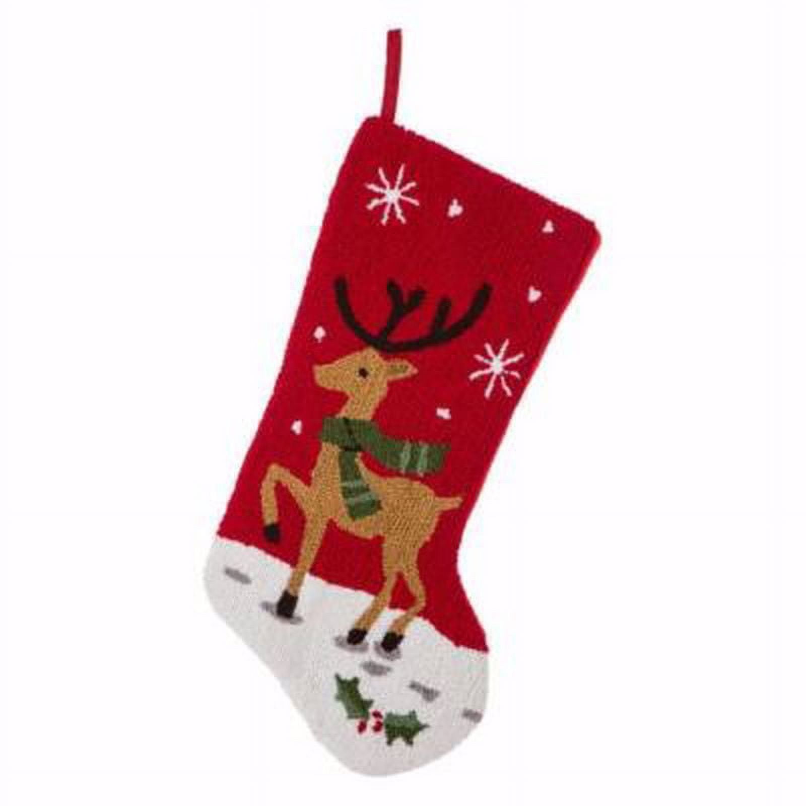 Handmade Red Reindeer Christmas Stocking with Festive Details