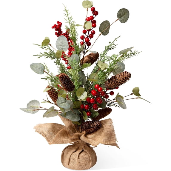 Glitzhome 20 in. Christmas Floral Table Tree Decor