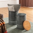 thumbnail image 1 of Glitzhome 2Pcs Storage End Table Rustic Nesting Stools Metal Barrel with Wood Lid, 1 of 11