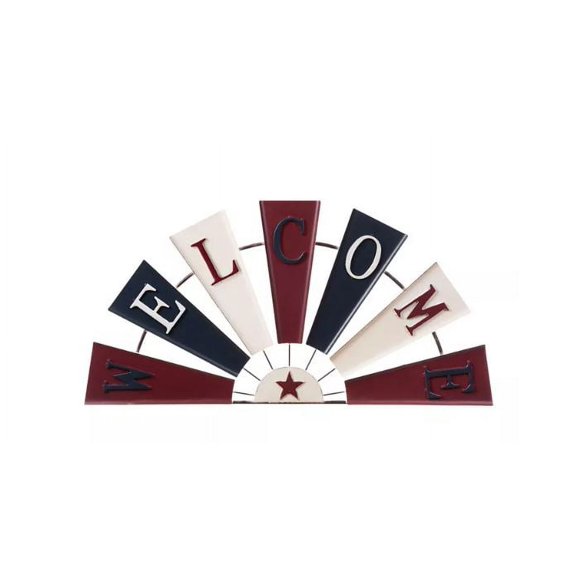 Glitzhome 32"L Metal Patriotic Half Wind Spinner July 4th Hanging Wall Decor