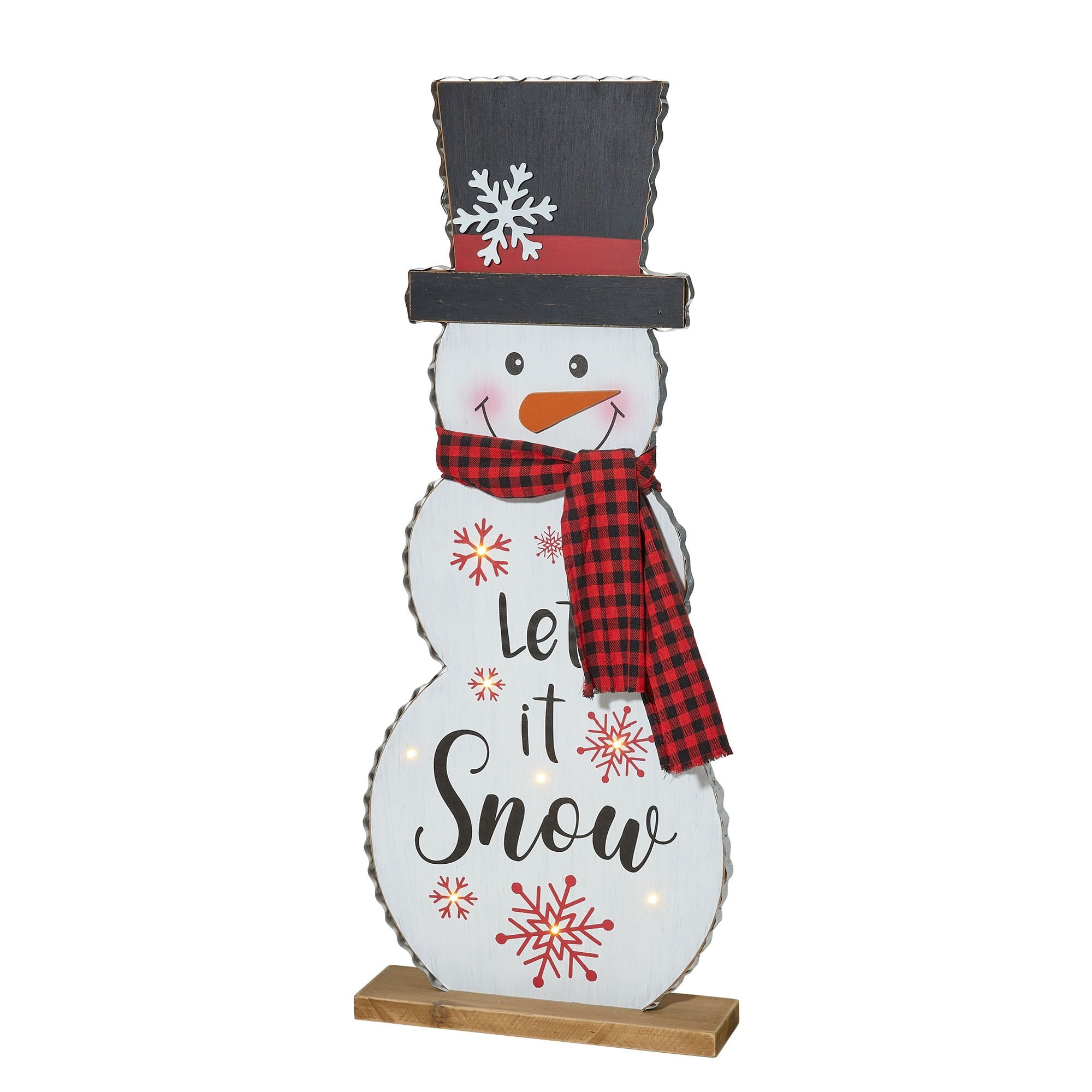 36" Lighted Snowman Christmas Porch Sign with Plaid Scarf