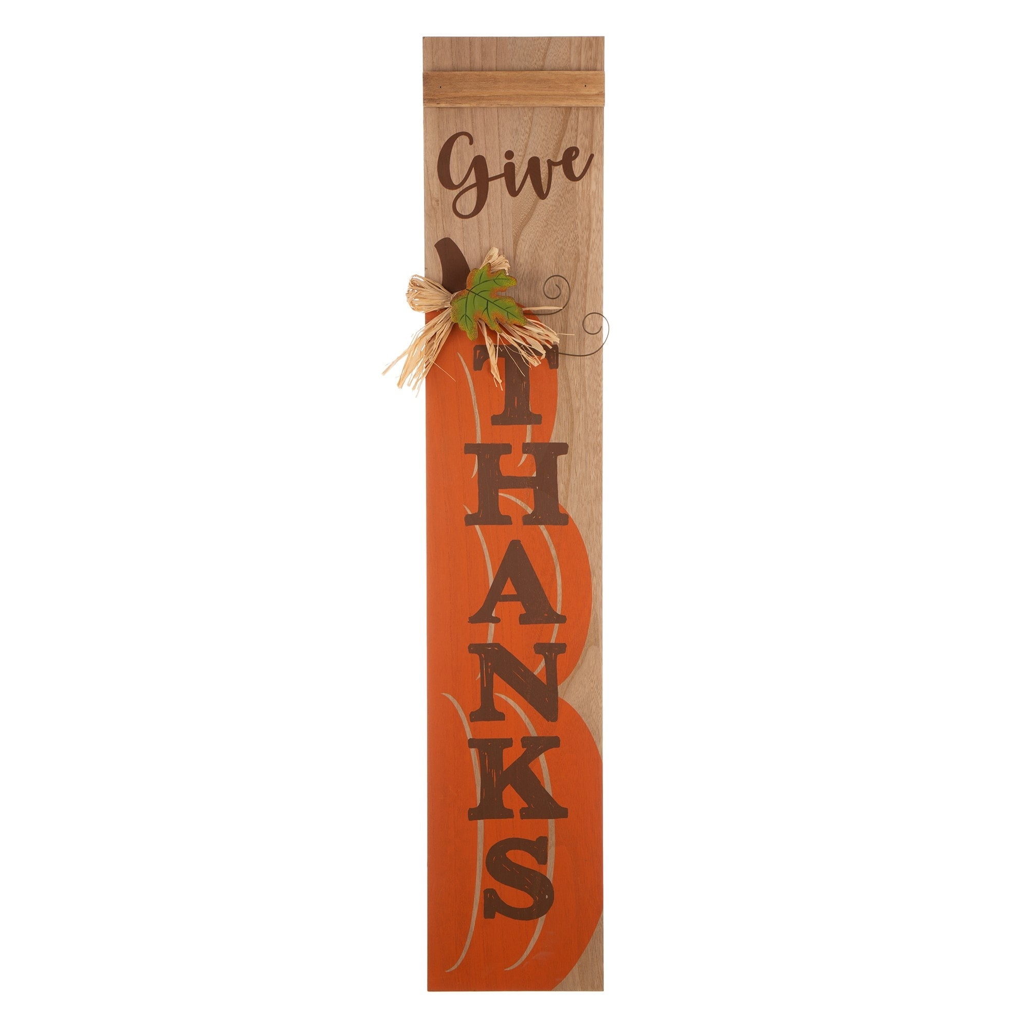 42" Orange and Brown Wood and Metal Thanksgiving Porch Sign