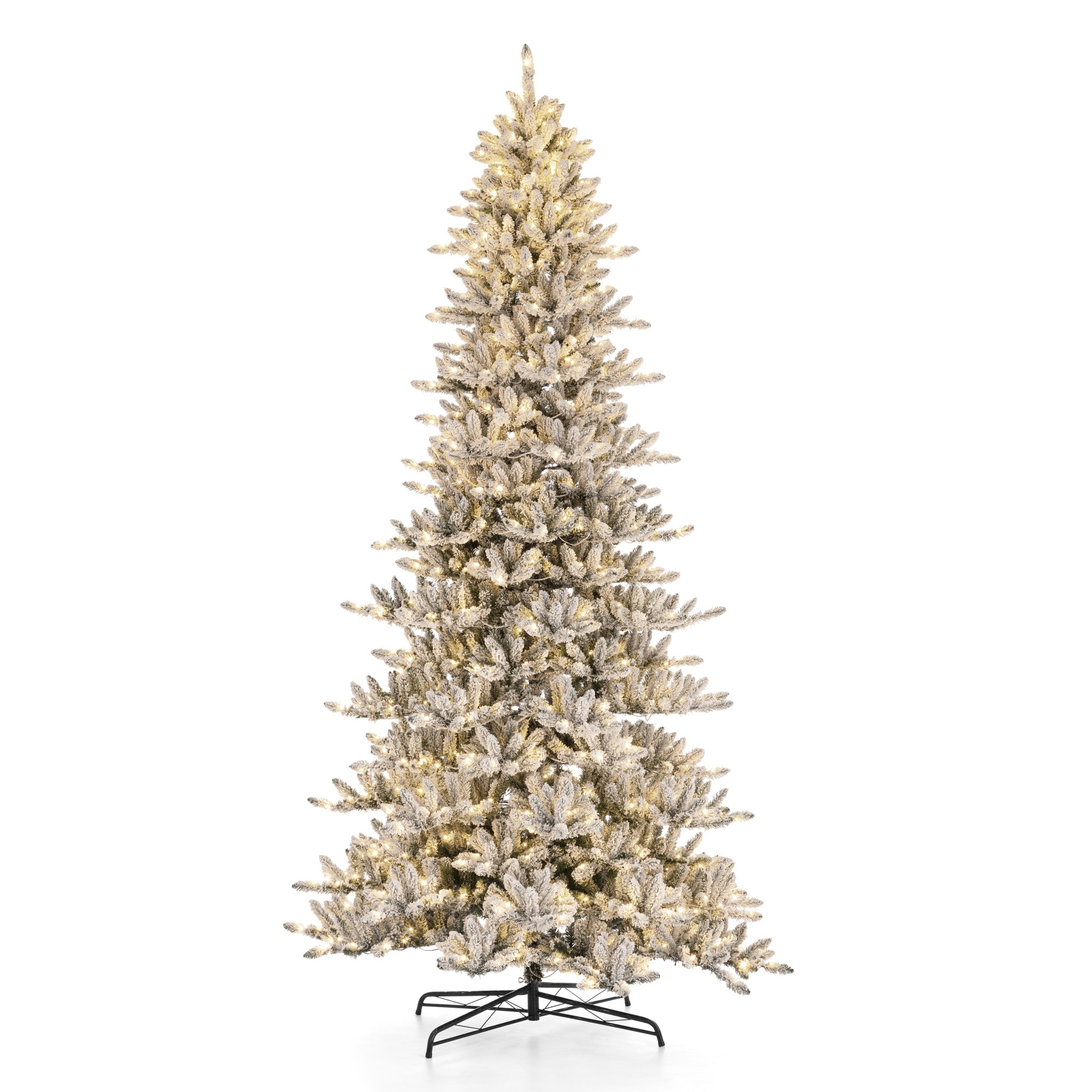 Glitzhome 6FT/7.5FT/9FT/11FT Snow Flocked Prelit Artificial Fir