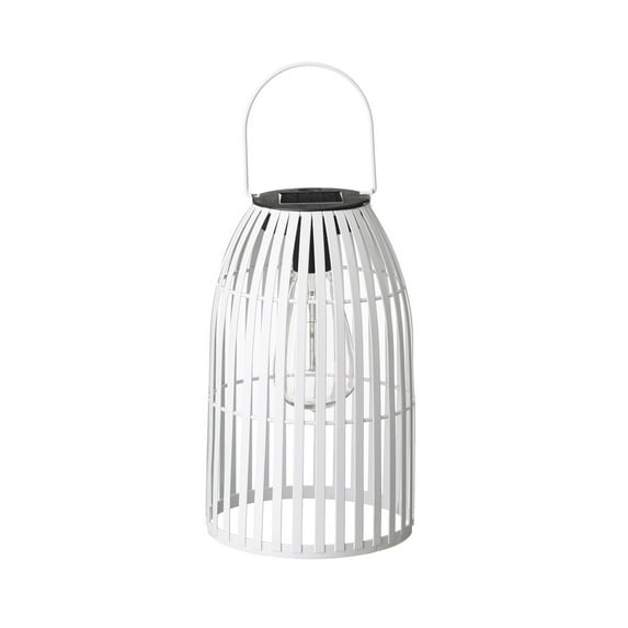 Glitzhome 9.75"H Metal Woven Solar Powered Outdoor Hanging Lantern White