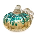 thumbnail image 1 of Glitzhome  Fall Harvest Hand Blown Glass Pumpkin for Thanksgiving blue and gold glitter, 1 of 5