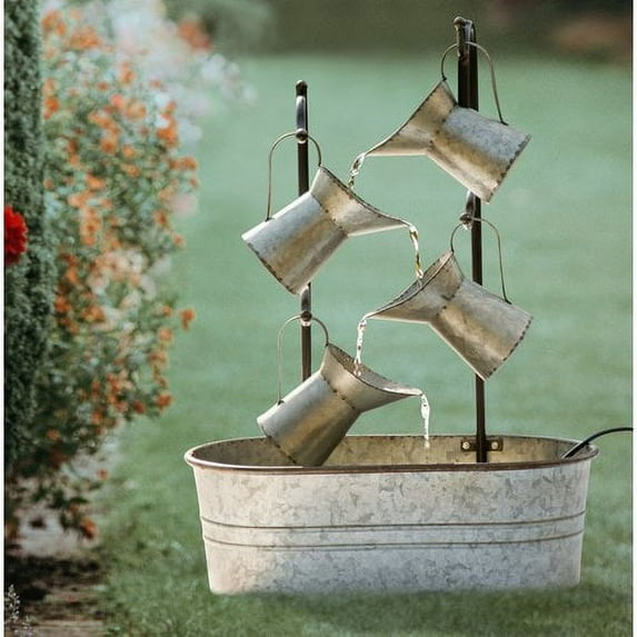Glitzhome Farmhouse Wood Electric Fountain