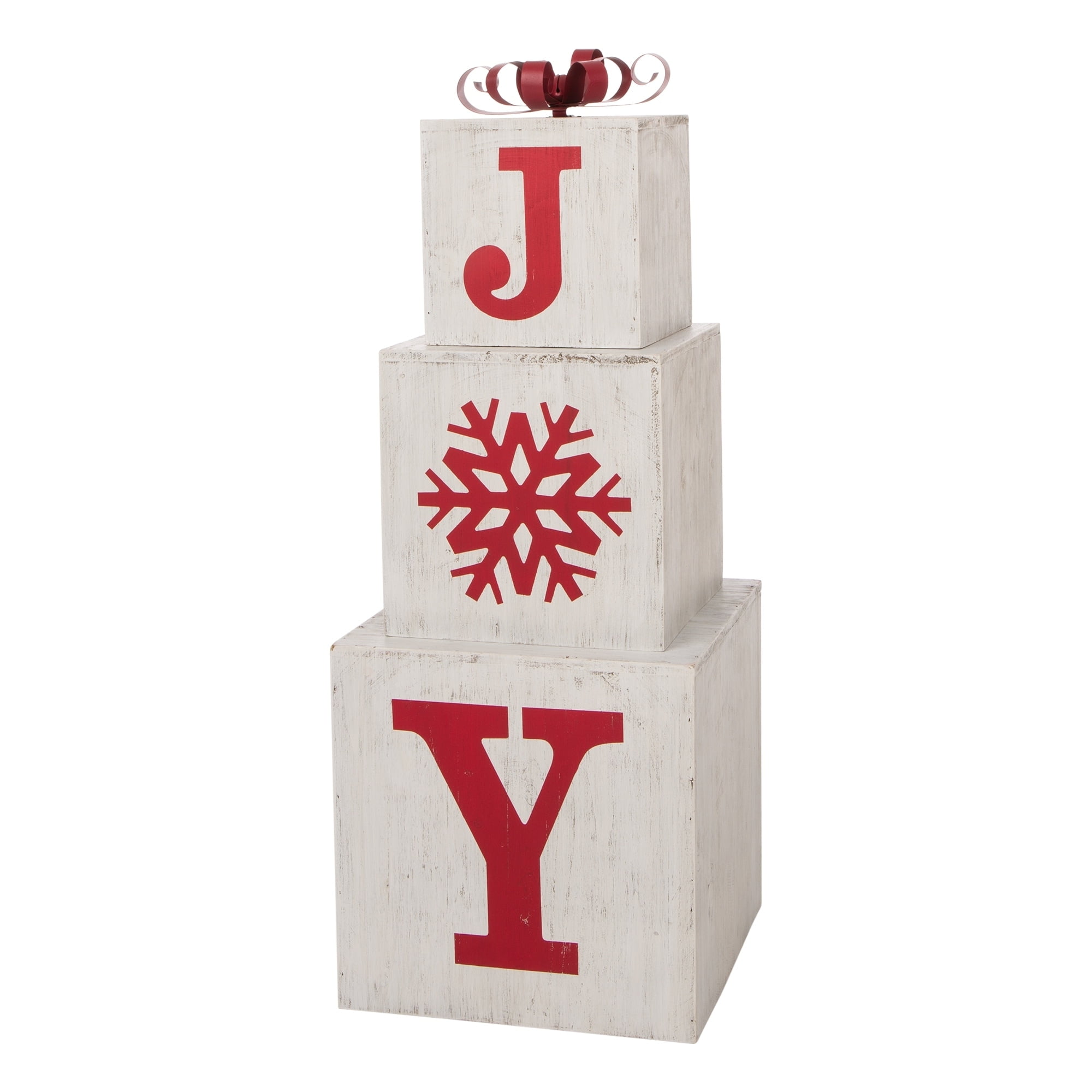Glitzhome JOY Lighted Wooden Sleigh Porch Sign – 40 Inch Christmas Decor With LED Lights, Farmhouse Holiday Wall Hanging