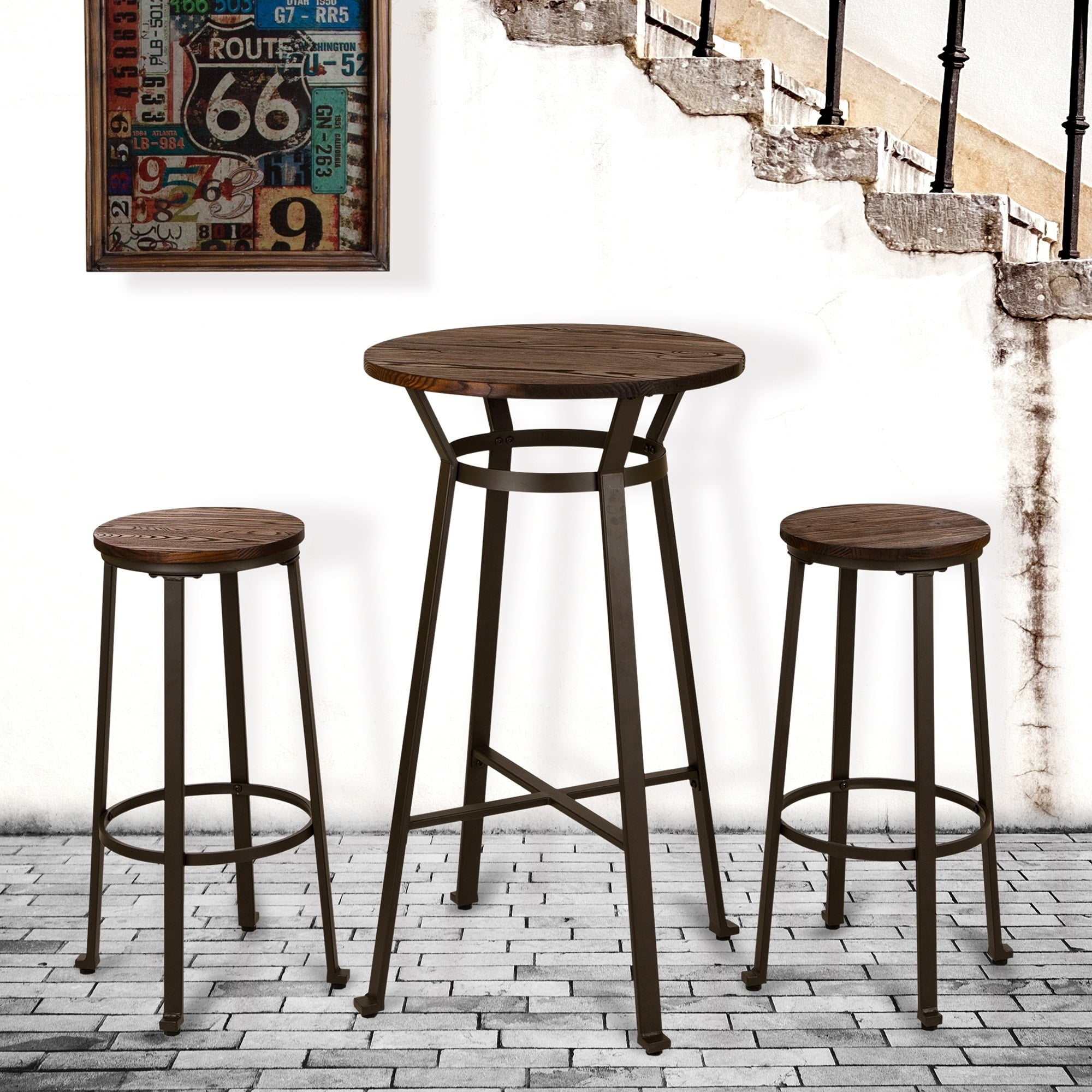 Farmhouse 41" Round Reclaimed Wood Bar Height Table