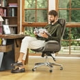 thumbnail image 1 of Glitzhome Leatherette Executive Office Chair Adjustable Height Swivel Chair, Brown, 1 of 11