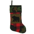 thumbnail image 1 of Glitzhome Plaid Stocking with Rug Hooked Bear, 1 of 3