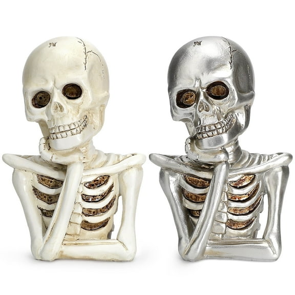 Ayieyill 2PCS Skeleton Halloween Decor, Thinking Skeleton Halloween Decorations Indoor for Table