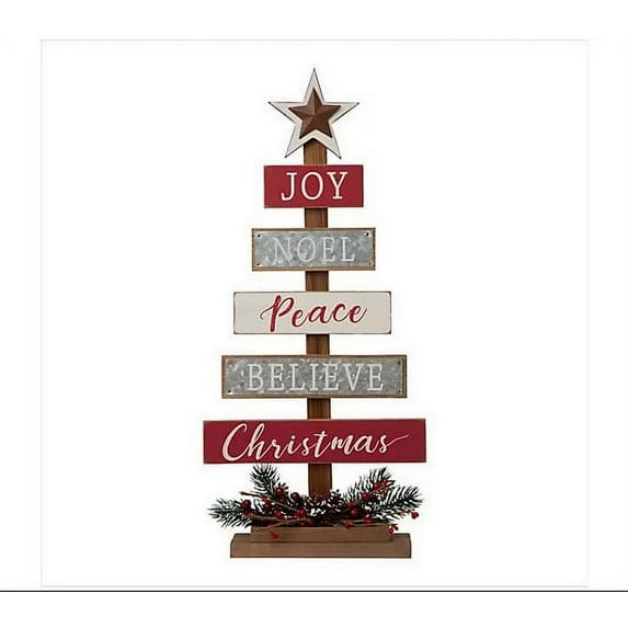 Glitzhome Wooden Sign Table Tree decor