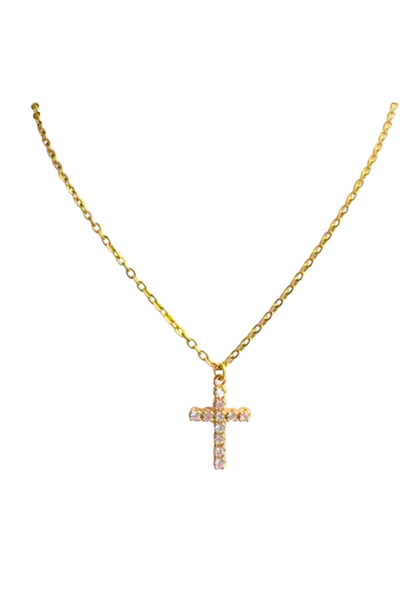 Glitzy Cross Necklace gold