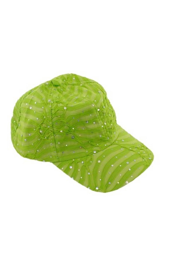 Glitzy Game Sequin Trim Baseball Cap - Lime