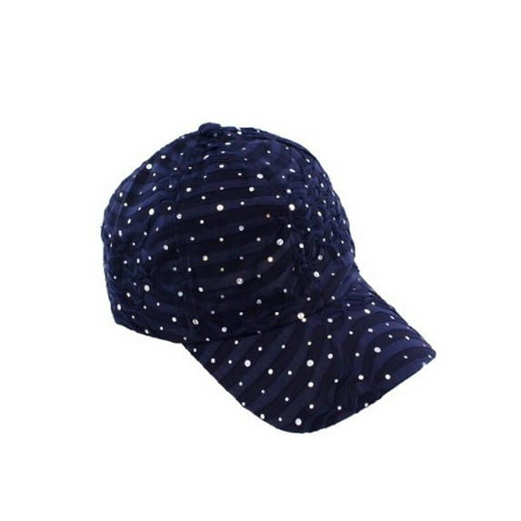 Glitzy Game Sequin Trim Baseball Cap - Navy