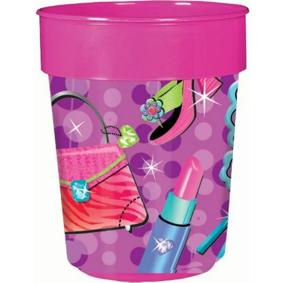 Glitzy Girl Butterfly Shopping Fancy Birthday Party Favor 16 oz. Plastic Cup