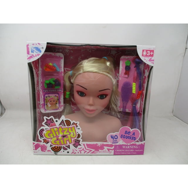 Glitzy Girl Large Styling Head 40 Play Pieces Blonde