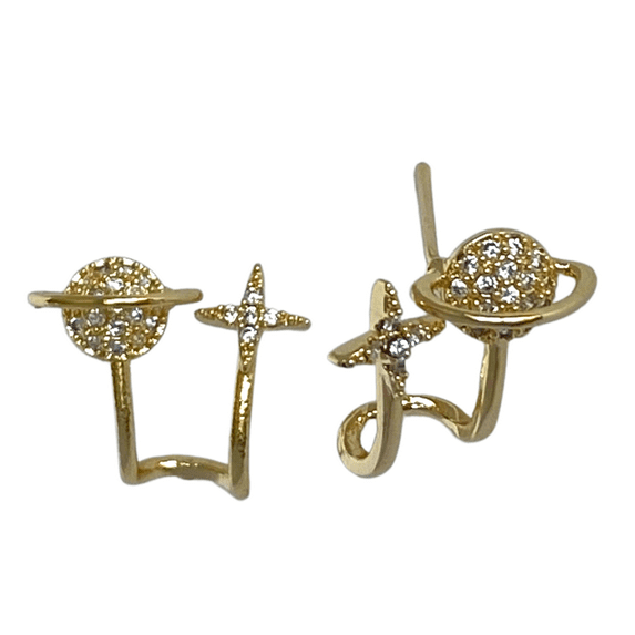 Glitzy Planet Stud Earrings gold